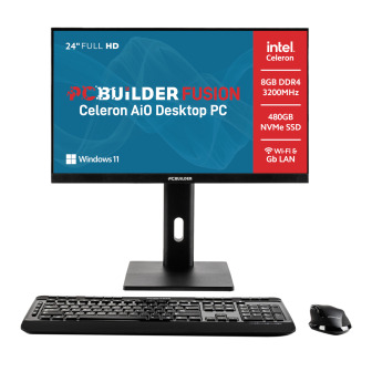 PCBuilder FUSION 24″ Intel Celeron G6900 Windows 11 AiO Desktop PC | Randcore