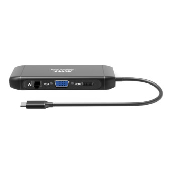 Port USB Type-C 4 x USB3.1|1 x Aux|Micro+SD Card Reader|1 x RJ45|1 x HDMI|1 x VGA|1 x Type-C PD Dock 100W - Black | Randcore