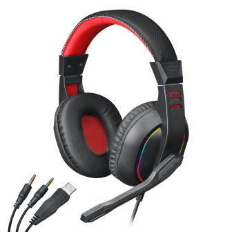 Redragon Over-Ear ARES Aux RGB Gaming Headset - Black | Randcore