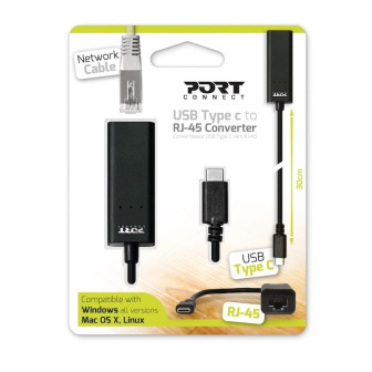 Port USB Type-C to RJ45 5Gbps 30cm Adapter - Black | Randcore