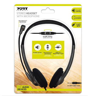 Port Stereo Headset with Mic with 1.2m Cable|1 x 3.5mm|Volume Controller - Black | Randcore