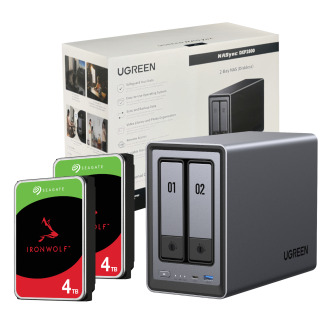 UGreen NASync DXP2800 2 Bay NAS with Seagate Ironwolf NAS 8TB SATA Hard Drive Bundle (2x 4TB) | Randcore