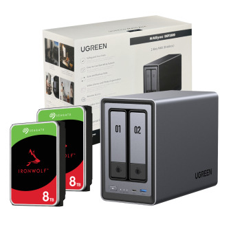 UGreen NASync DXP2800 2 Bay NAS with Seagate Ironwolf NAS 16TB SATA Hard Drive Bundle (2x 8TB) | Randcore