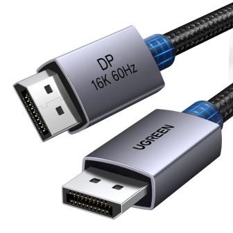 UGREEN DP131 DisplayPort 2.1 Braided Cable 1M ( 80Gbps | 16K | 60Hz ) - Black/Grey | Randcore