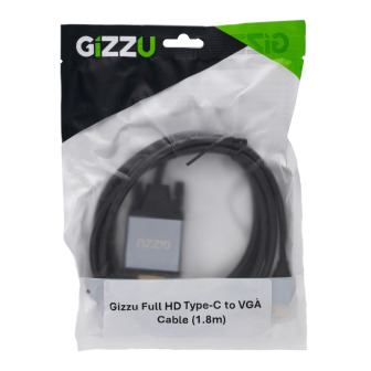 Gizzu Full HD Type-C to VGA Cable (1.8m) - Black | Randcore